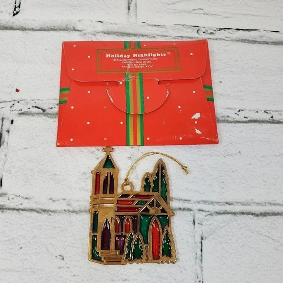 Russ Berrie & CO Holiday Highlights 1980s Vintage Ornament CHRISTMAS CHURCH HM24 - Picture 9 of 16